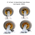 4x 8" Heavy Duty Industrial 2x Swivel Brake + 2x fixed Caster Tyre Tyres Wheel Wheels Castor 1000KG Trolley V324-4XBCW004-8IN