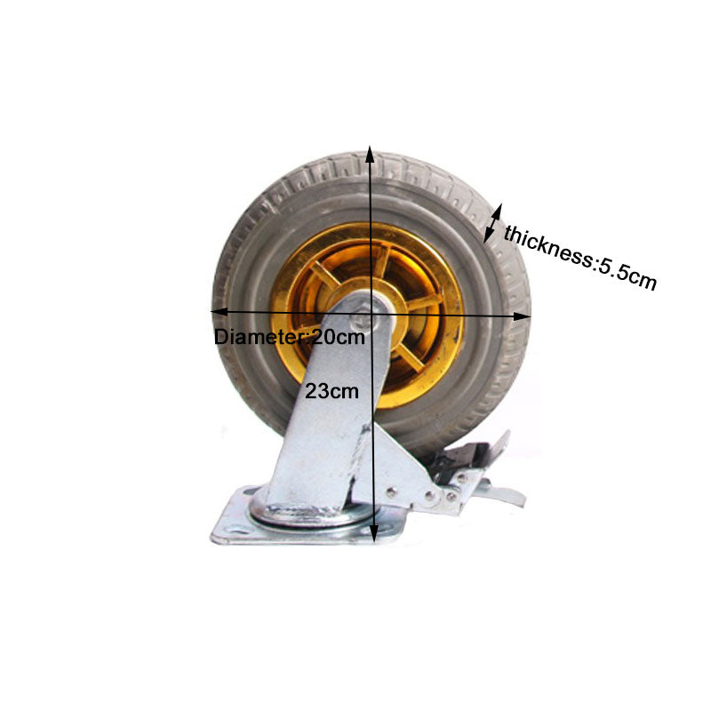 4x 8" Heavy Duty Industrial 2x Swivel Brake + 2x fixed Caster Tyre Tyres Wheel Wheels Castor 1000KG Trolley V324-4XBCW004-8IN