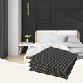 4 Pcs 60cm x 60cm Wall Panel Wood Slat Acoustic Panels Sound Absorbing Proof Panel for Wall Ceiling V324-4XWPANEL6060-BLACK