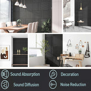 4 Pcs 60cm x 60cm Wall Panel Wood Slat Acoustic Panels Sound Absorbing Proof Panel for Wall Ceiling V324-4XWPANEL6060-BLACK