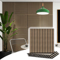 4 Pcs 60cm x 60cm Wall Panel Wood Slat Acoustic Panels Sound Absorbing Proof Panel for Wall Ceiling V324-4XWPANEL6060-WALNUT