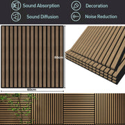 4 Pcs 60cm x 60cm Wall Panel Wood Slat Acoustic Panels Sound Absorbing Proof Panel for Wall Ceiling V324-4XWPANEL6060-WALNUT