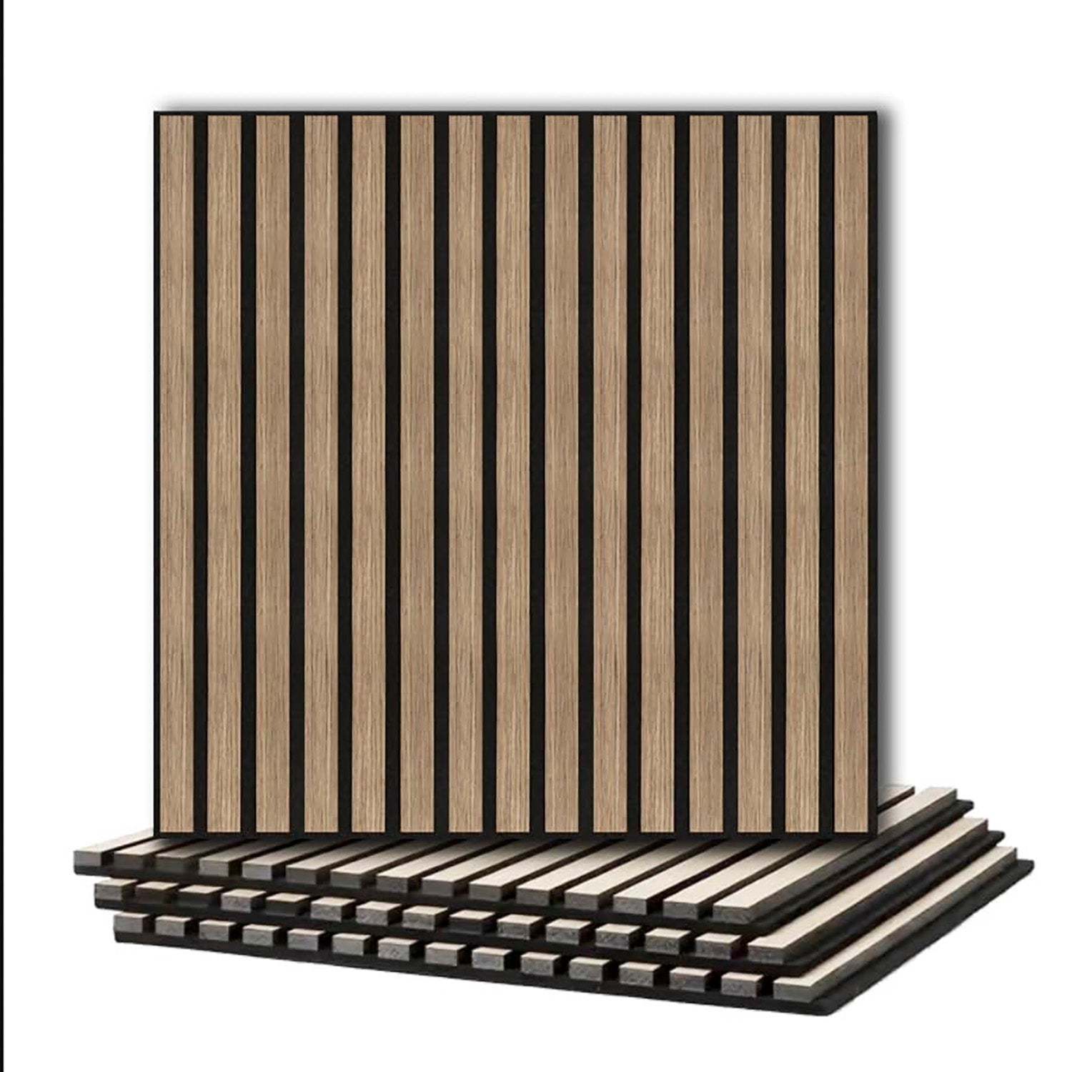 4 Pcs 60cm x 60cm Wall Panel Wood Slat Acoustic Panels Sound Absorbing Proof Panel for Wall Ceiling V324-4XWPANEL6060-WALNUT