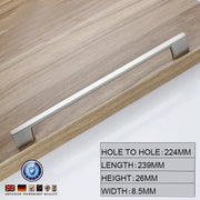 Brushed Nickel Kitchen Door Cabinet Drawer Handle Pulls 224MM V324-5827-224