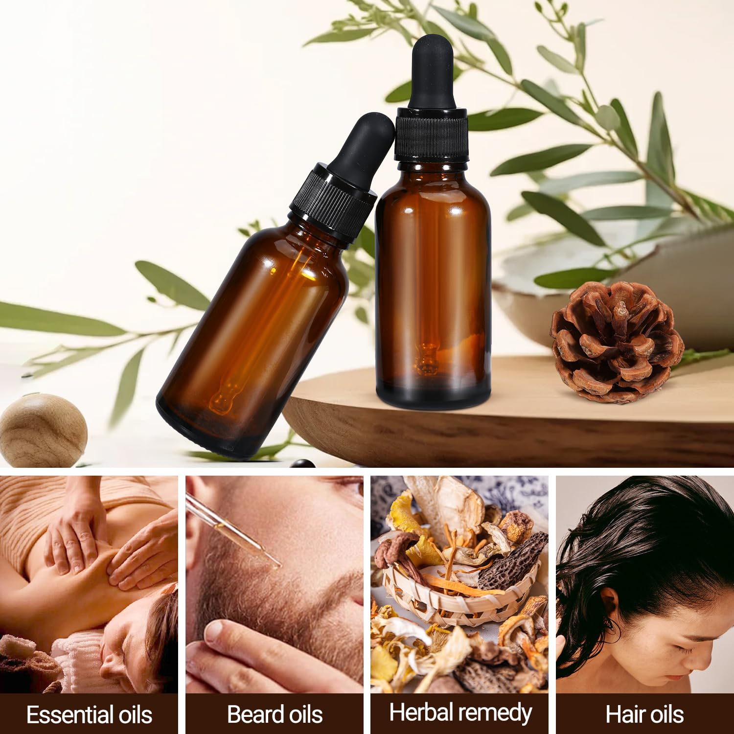 100ml (5 Pack) Amber Glass Dropper Bottle Liquid Essential Oils Bottle Bottles Leakproof Glass Tincture V324-5XOBOTTLE-100ML