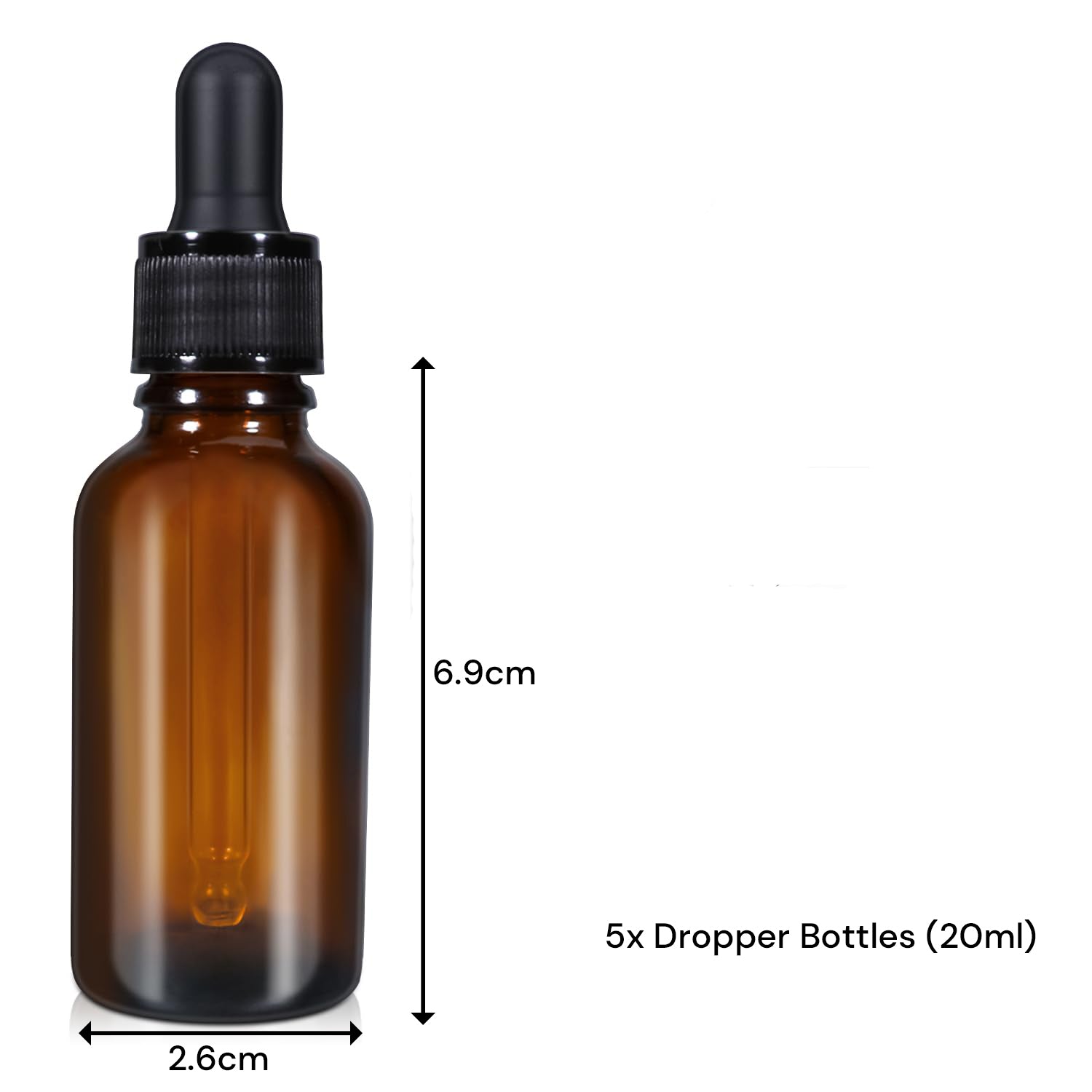 20ml (5 Pack) Amber Glass Dropper Bottle Liquid Essential Oils Bottle Bottles Leakproof Glass Tincture Bottles V324-5XOBOTTLE-20ML