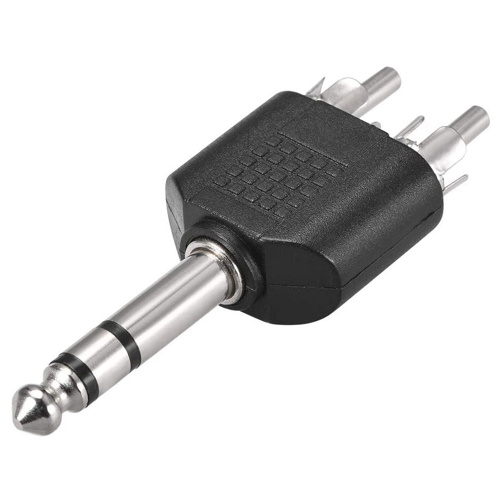 1/4 6.35mm Mono Male To 2X RCA male Audio Connector Adapter Splitter" V324-635M-2RCAM-D