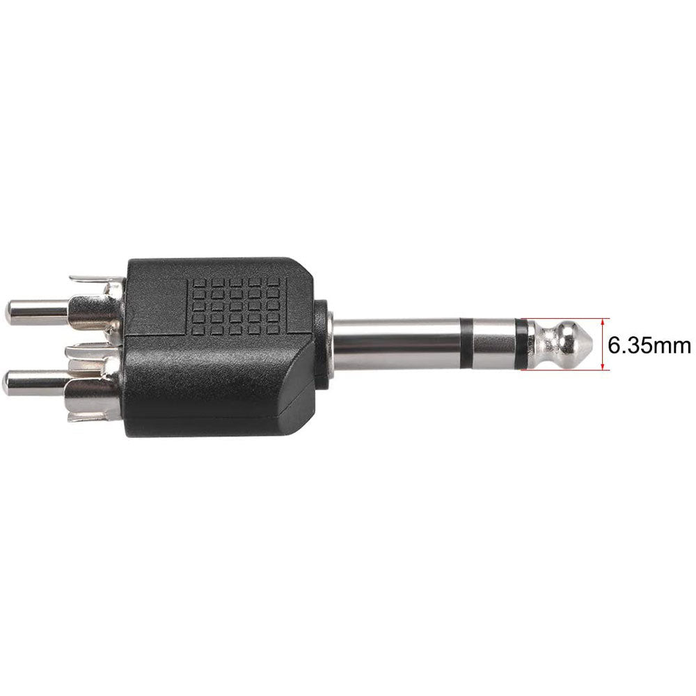 1/4 6.35mm Mono Male To 2X RCA male Audio Connector Adapter Splitter" V324-635M-2RCAM-D