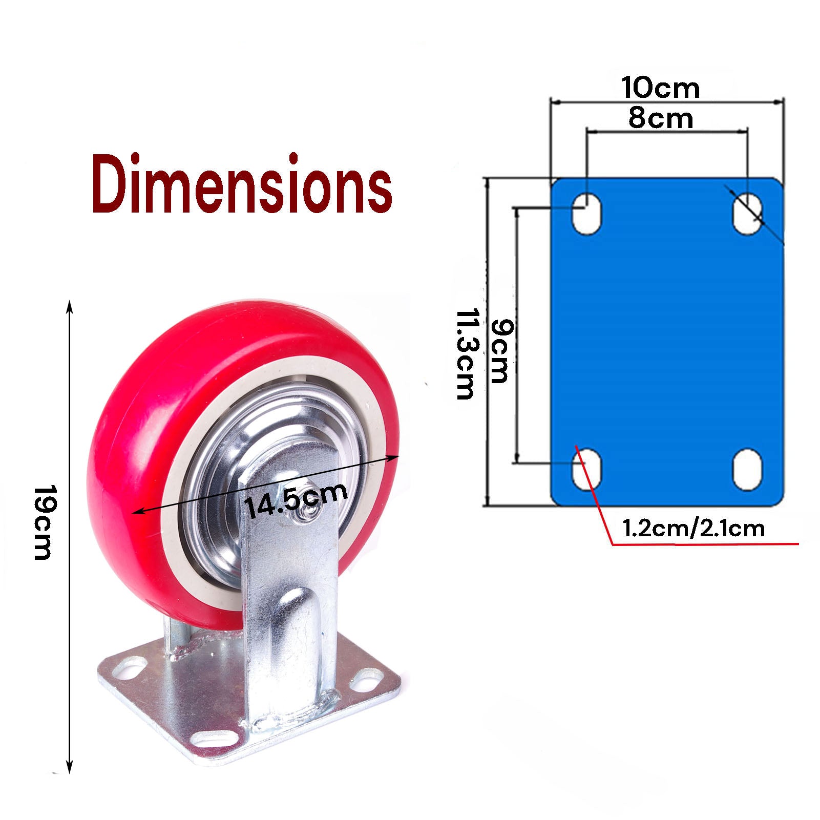 6 inch Industrial Caster Wheels Fixed Casters Castor Wheels Cart Furniture Workbench V324-6IN-HP-WHEEL-FX