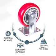 6 inch Industrial Caster Wheels Fixed Casters Castor Wheels Cart Furniture Workbench V324-6IN-HP-WHEEL-FX