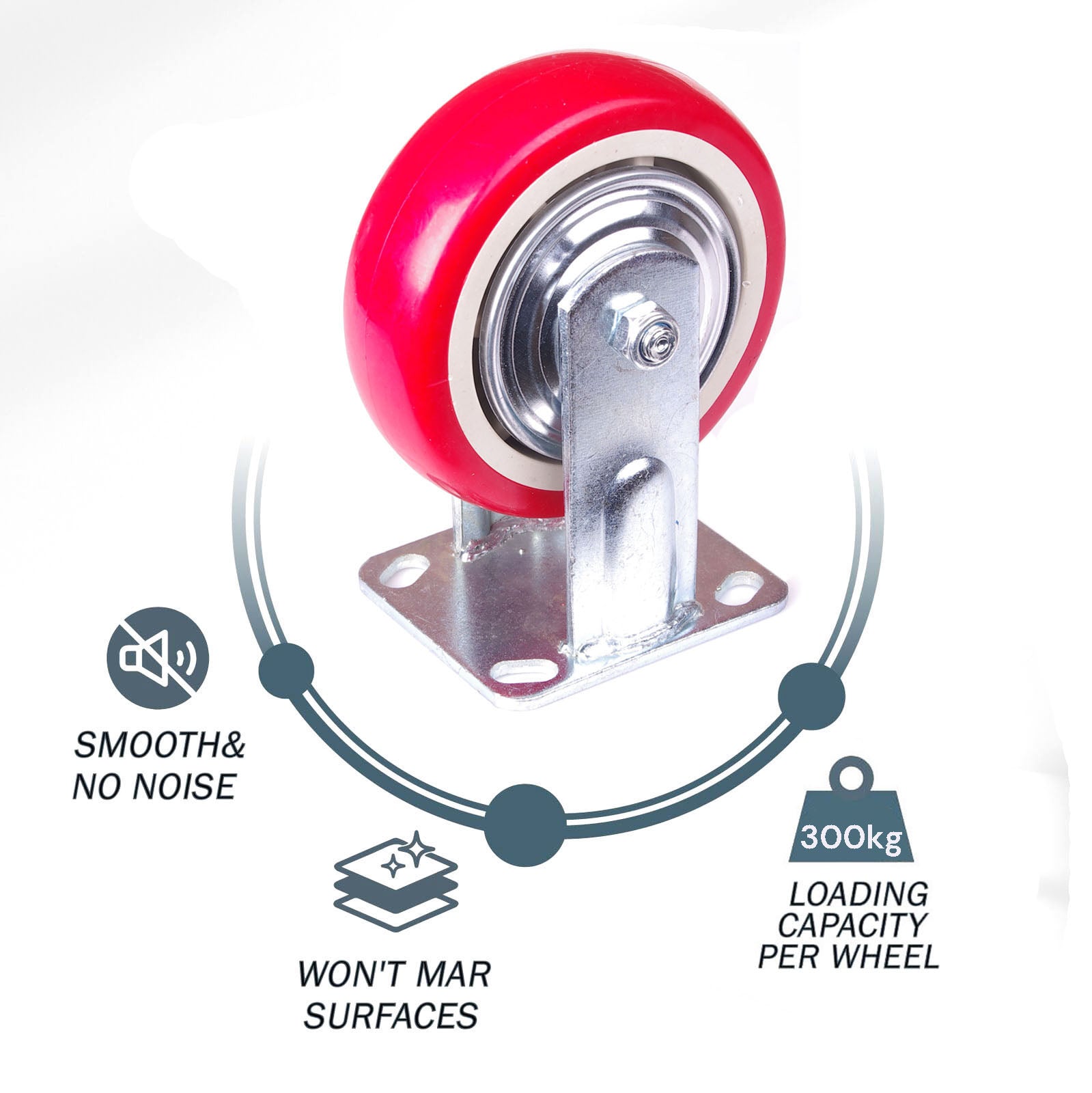 6 inch Industrial Caster Wheels Fixed Casters Castor Wheels Cart Furniture Workbench V324-6IN-HP-WHEEL-FX