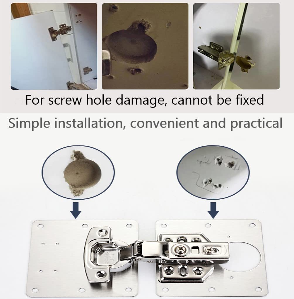 6 Pcs Kitchen Cupboard Door Cabinet Hinges Repair Plate Brackets Kit Fixing Screws V324-6X-HINGEPLATE