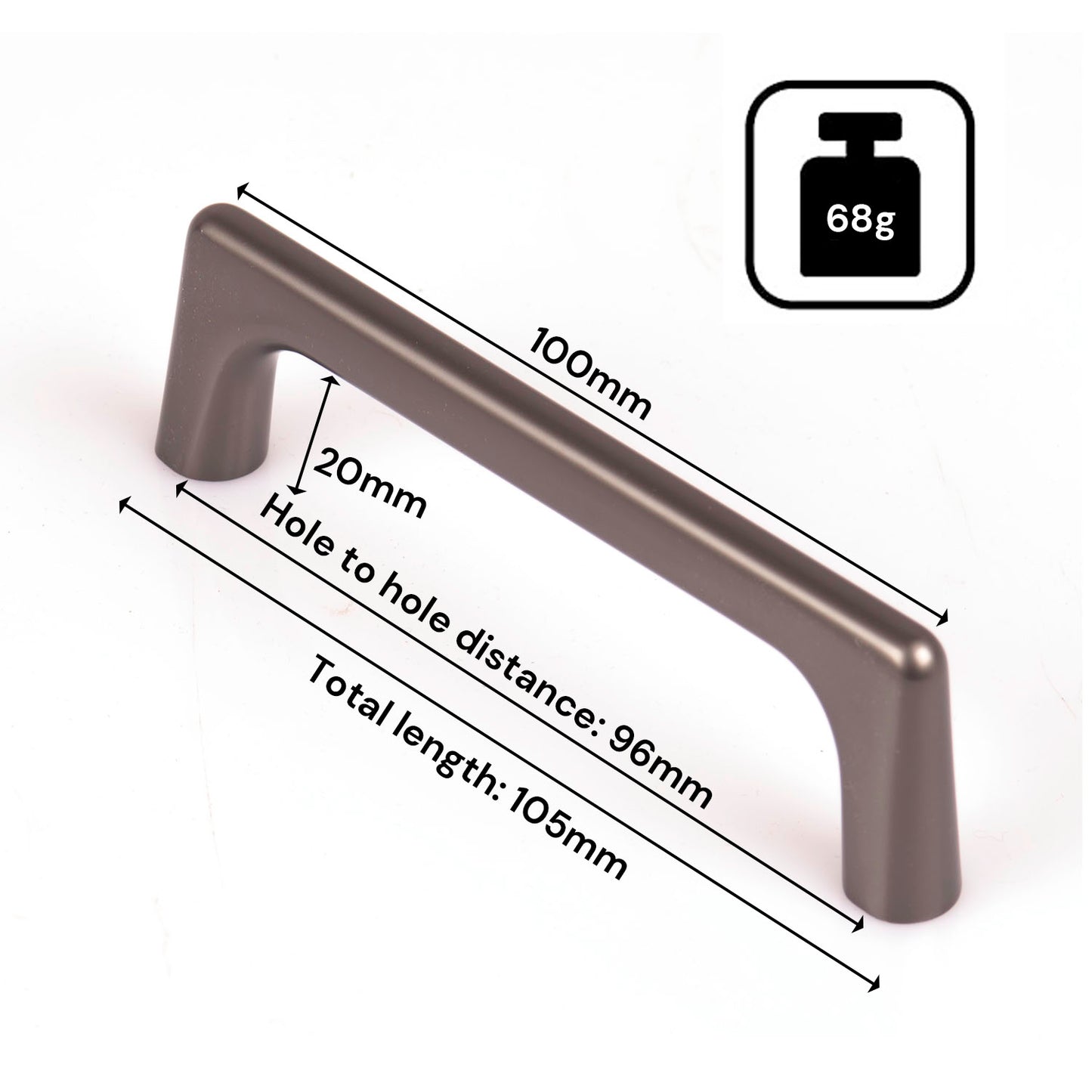 Black Zinc Kitchen Cabinet Handles Drawer Bar Handle Pull 96mm V324-7635BK-96