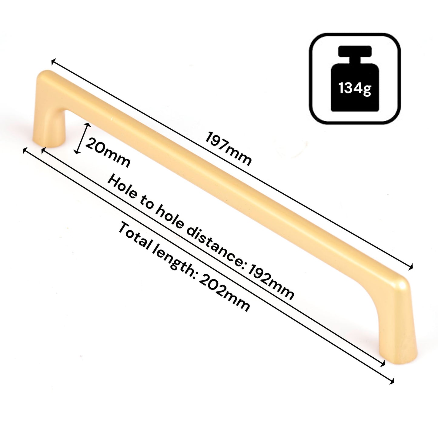 Gold Zinc Kitchen Cabinet Handles Drawer Bar Handle Pull 192mm V324-7635GD-192