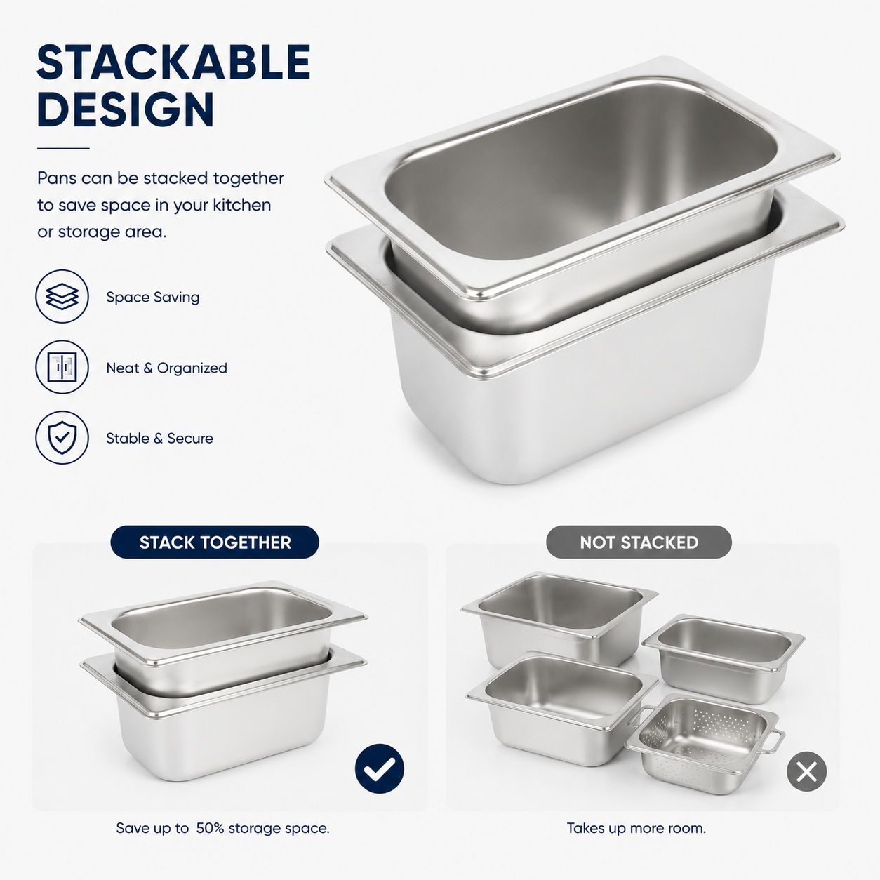 Commercial Stainless Steel GN 1/9 100mm Deep Gastronorm Bain Marie Buffet Steam Table Food Pan with Lid