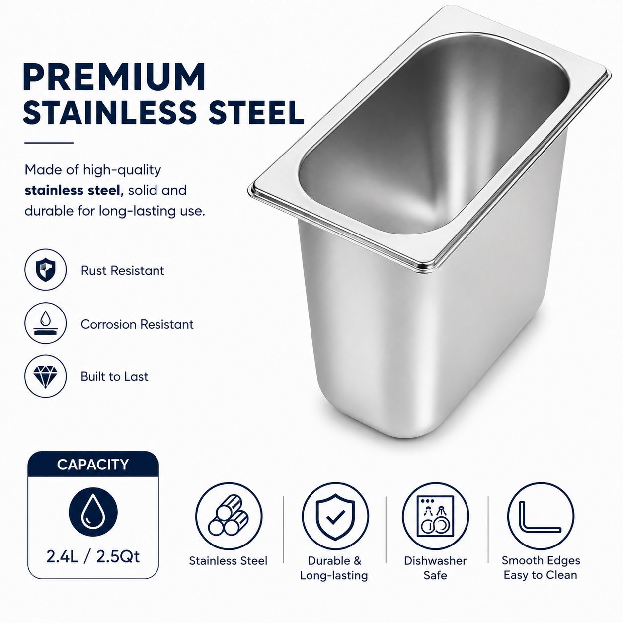 Commercial Stainless Steel GN 1/9 150mm Deep Gastronorm Bain Marie Buffet Steam Table Food Pan with Lid