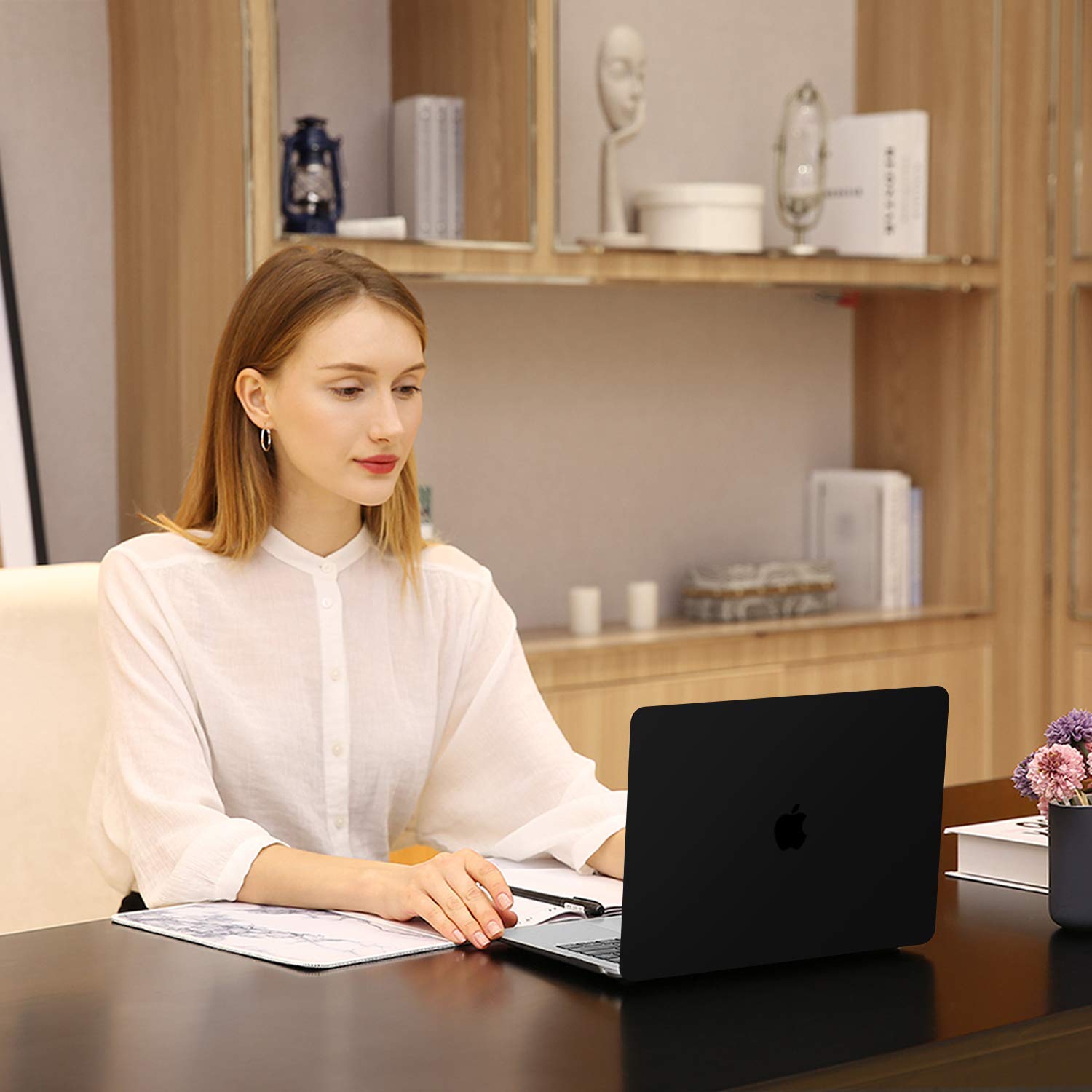 MacBook Air 13 Inch Case 2020 2019 2018, A1932, A2179,A2337 Shell Case Keyboard Cover Black V324-A1932-M-BLACK