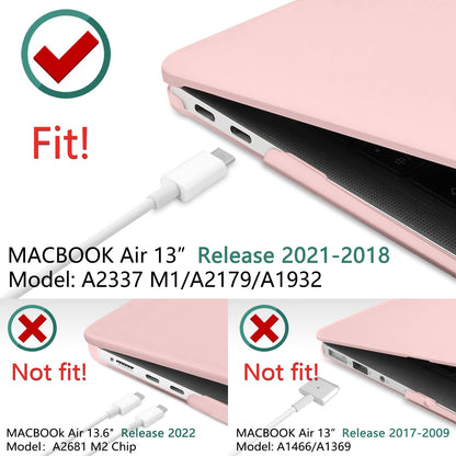 Suitable for MacBook Air 13 Inch Case 2022 2021 2020 2019 2018, A1932, A2179, A2337 Shell Case Keyboard Cover V324-A1932-M-BPINK