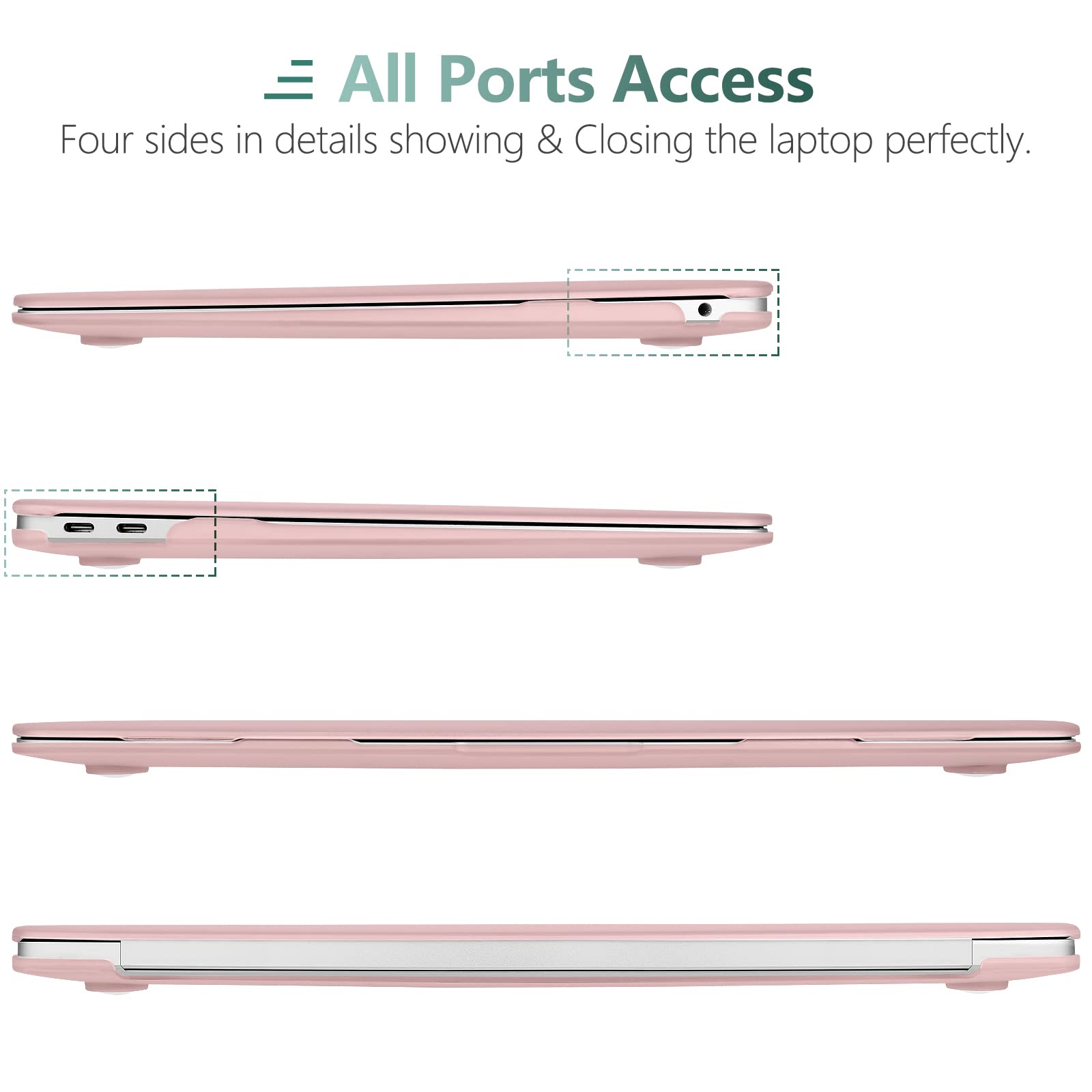 Suitable for MacBook Air 13 Inch Case 2022 2021 2020 2019 2018, A1932, A2179, A2337 Shell Case Keyboard Cover V324-A1932-M-BPINK