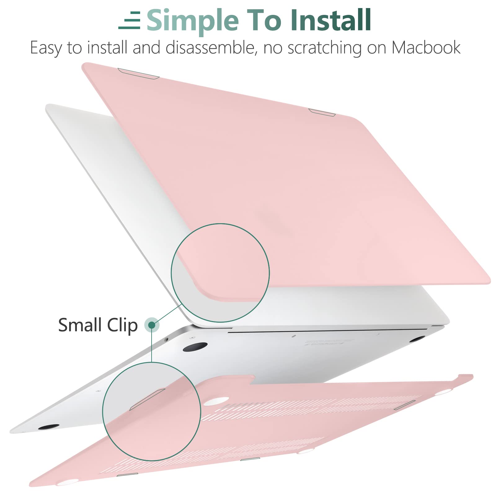 Suitable for MacBook Air 13 Inch Case 2022 2021 2020 2019 2018, A1932, A2179, A2337 Shell Case Keyboard Cover V324-A1932-M-BPINK