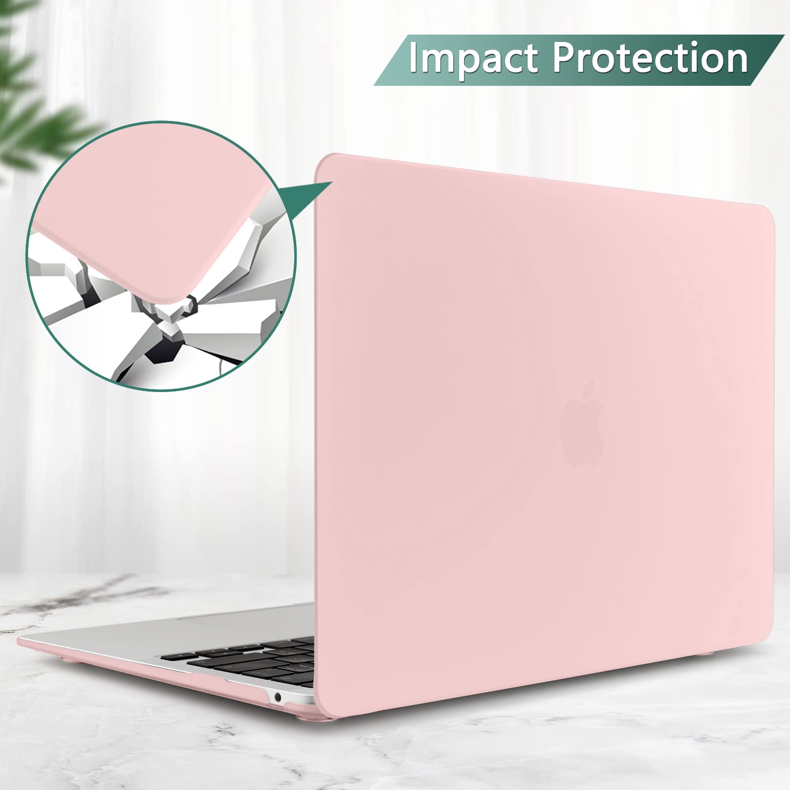 Suitable for MacBook Air 13 Inch Case 2022 2021 2020 2019 2018, A1932, A2179, A2337 Shell Case Keyboard Cover V324-A1932-M-BPINK