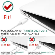 MacBook Air 13 Inch Case 2020 2019 2018, A1932, A2179, A2337 Shell Case Keyboard Cover Clear V324-A1932-M-CLEAR