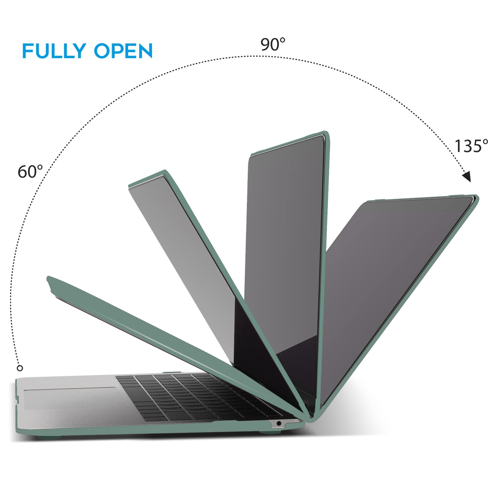 Suitable for MacBook Air 13 Inch Case 2022 2021 2020 2019 2018, A1932, A2179, A2337 Shell Case Keyboard Cover V324-A1932-M-DGREEN