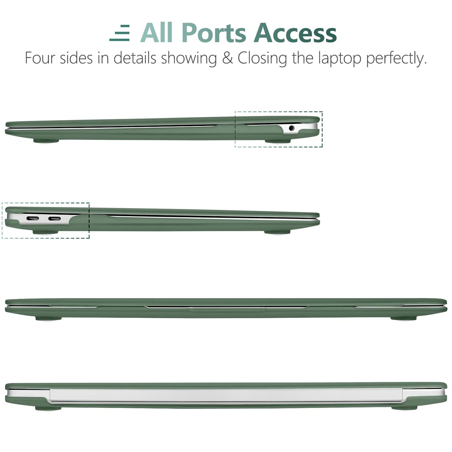 Suitable for MacBook Air 13 Inch Case 2022 2021 2020 2019 2018, A1932, A2179, A2337 Shell Case Keyboard Cover V324-A1932-M-DGREEN