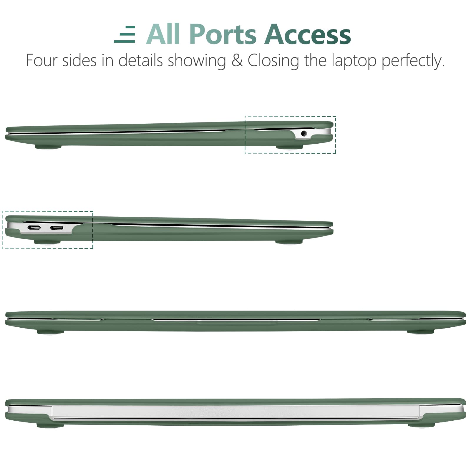 Suitable for MacBook Air 13 Inch Case 2022 2021 2020 2019 2018, A1932, A2179, A2337 Shell Case Keyboard Cover V324-A1932-M-DGREEN