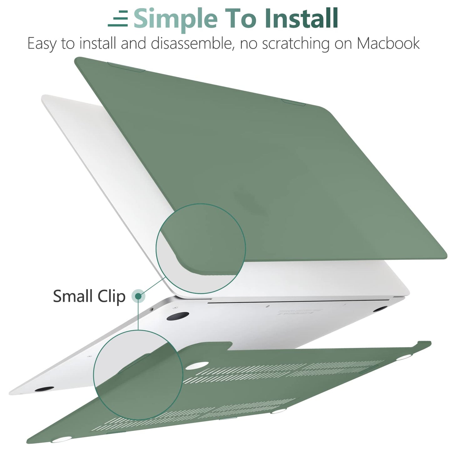 Suitable for MacBook Air 13 Inch Case 2022 2021 2020 2019 2018, A1932, A2179, A2337 Shell Case Keyboard Cover V324-A1932-M-DGREEN