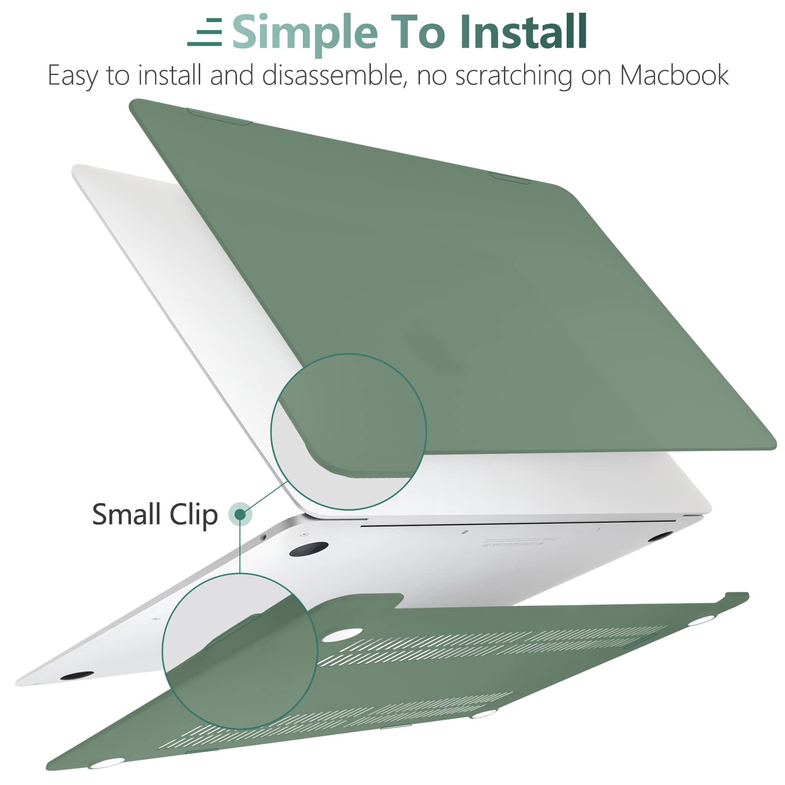 Suitable for MacBook Air 13 Inch Case 2022 2021 2020 2019 2018, A1932, A2179, A2337 Shell Case Keyboard Cover V324-A1932-M-DGREEN