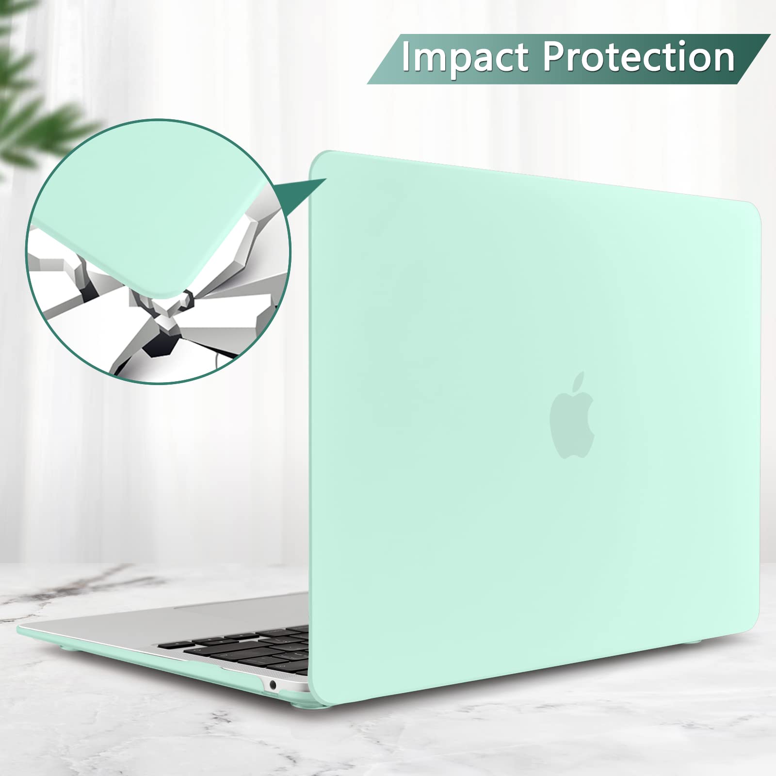 MacBook Air 13 Inch Case 2020 2019 2018, A1932, A2179, A2337 Shell Case Keyboard Cover Green V324-A1932-M-GREEN