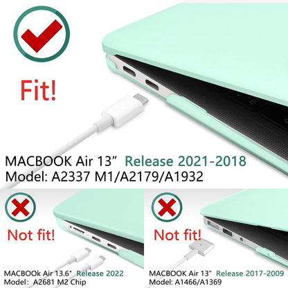 MacBook Air 13 Inch Case 2020 2019 2018, A1932, A2179, A2337 Shell Case Keyboard Cover Green V324-A1932-M-GREEN