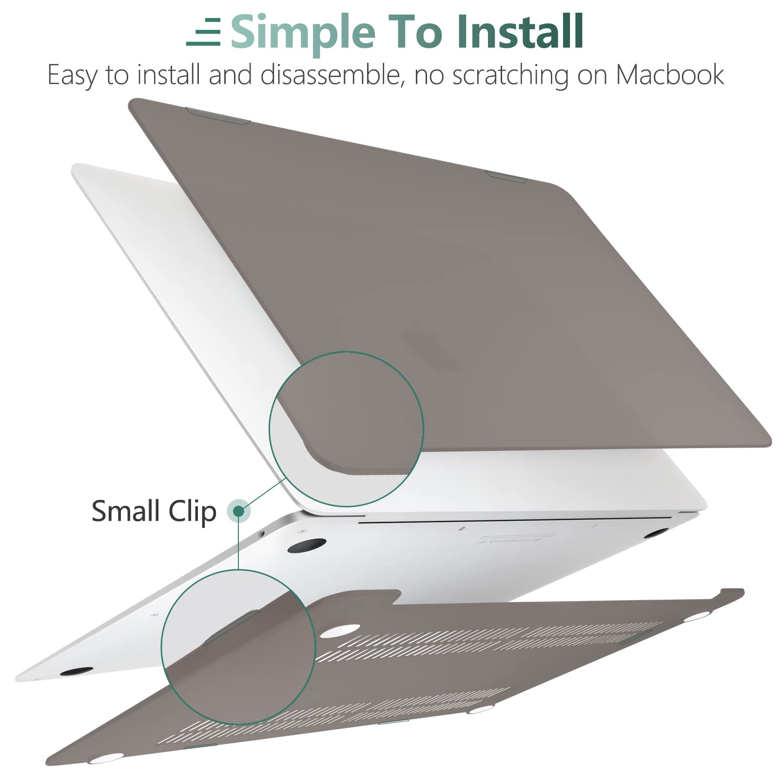 Suitable for MacBook Air 13 Inch Case 2022 2021 2020 2019 2018, A1932, A2179, A2337 Shell Case Keyboard Cover V324-A1932-M-GREY
