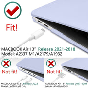 Suitable for MacBook Air 13 Inch Case 2022 2021 2020 2019 2018, A1932, A2179, A2337 Shell Case Keyboard Cover V324-A1932-M-LAVER