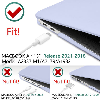 Suitable for MacBook Air 13 Inch Case 2022 2021 2020 2019 2018, A1932, A2179, A2337 Shell Case Keyboard Cover V324-A1932-M-LAVER