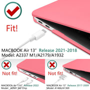 MacBook Air 13 Inch Case 2020 2019 2018, A1932, A2179, A2337 Shell Case Keyboard Cover Pink V324-A1932-M-PINK