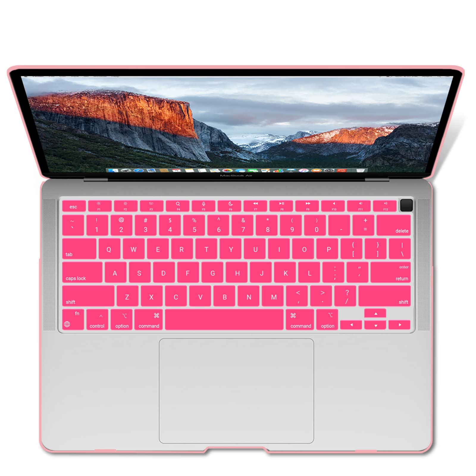 MacBook Air 13 Inch Case 2020 2019 2018, A1932, A2179, A2337 Shell Case Keyboard Cover Pink V324-A1932-M-PINK