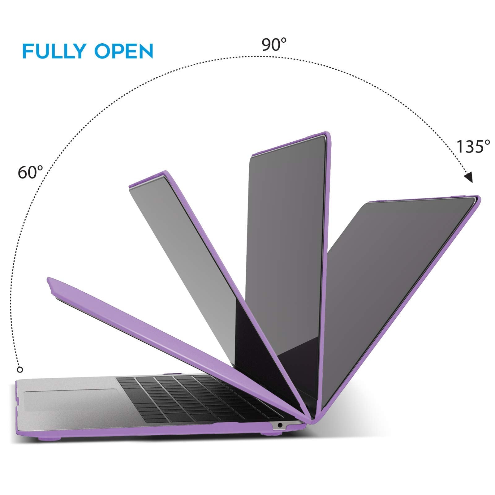 MacBook Air 13 Inch Case 2020 2019 2018, A1932, A2179, A2337 Shell Case Keyboard Cover Purple V324-A1932-M-PURPLE