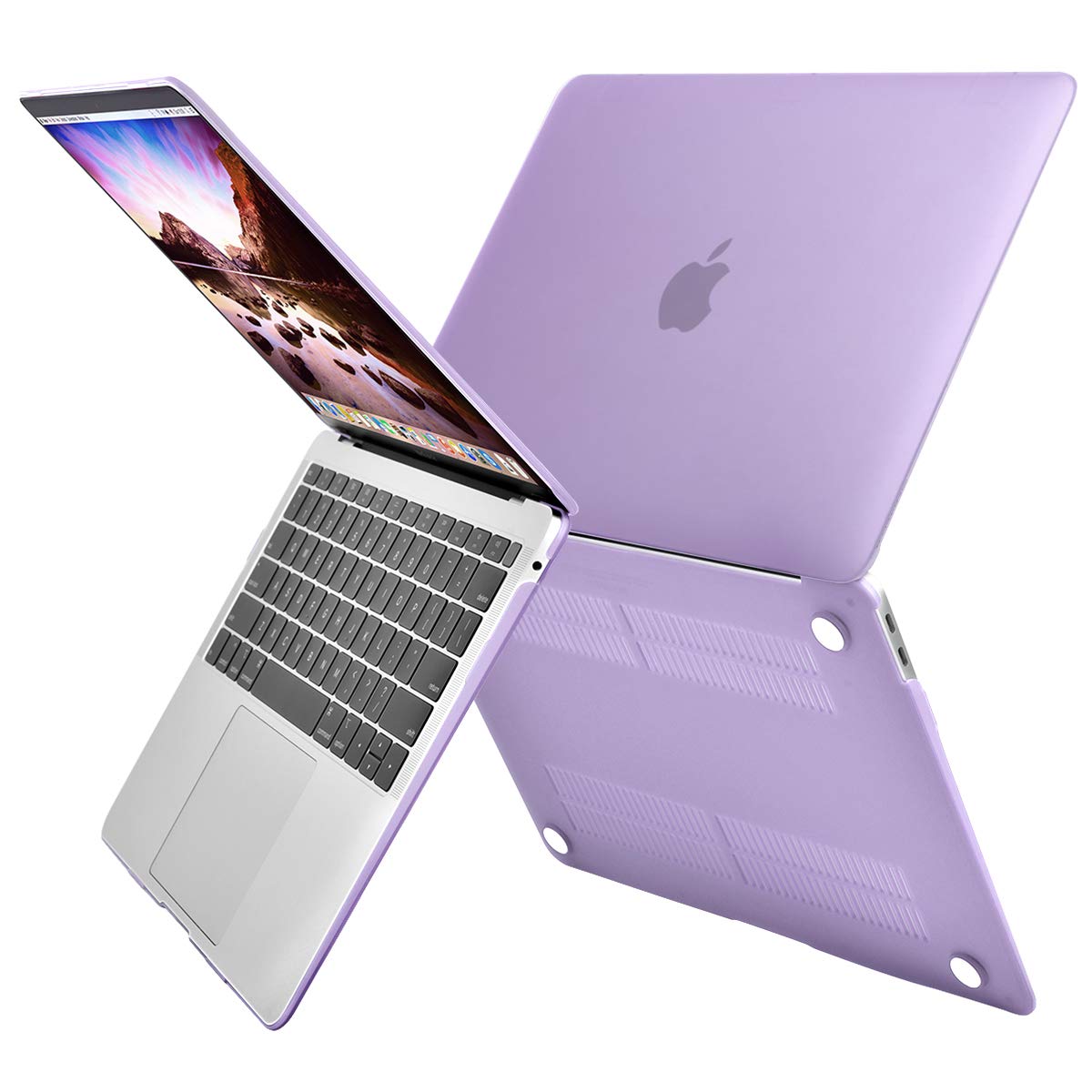 MacBook Air 13 Inch Case 2020 2019 2018, A1932, A2179, A2337 Shell Case Keyboard Cover Purple V324-A1932-M-PURPLE