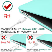 MacBook Air 13 Inch Case 2020 2019 2018, A1932, A2179, A2337 Shell Case Keyboard Cover tiffany blue V324-A1932-M-TB