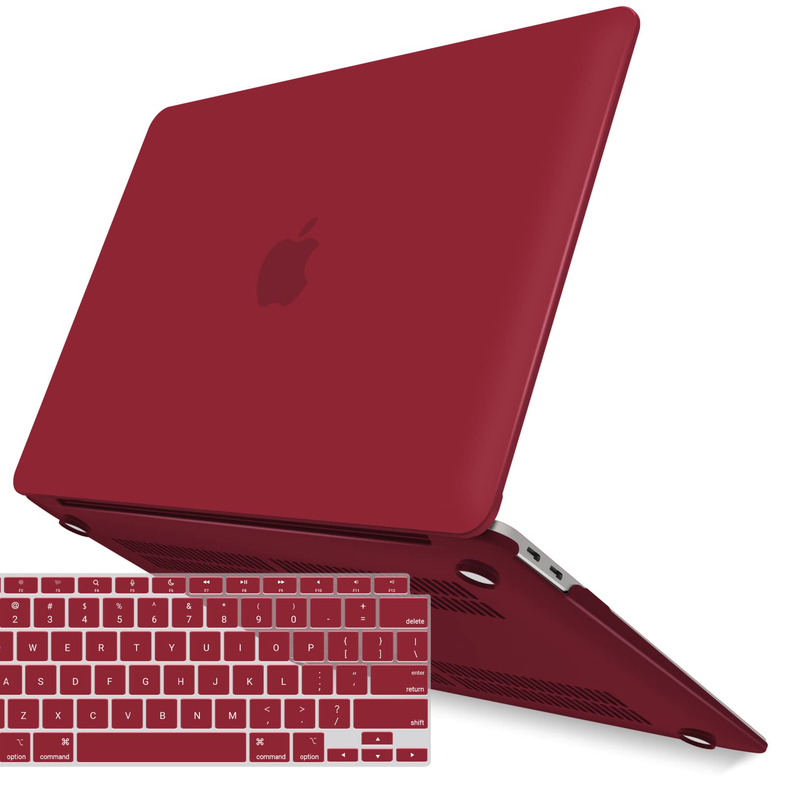 MacBook Air 13 Inch Case 2020 2019 2018, A1932, A2179,A2337 Shell Case Keyboard Cover Wine Red V324-A1932-M-WR