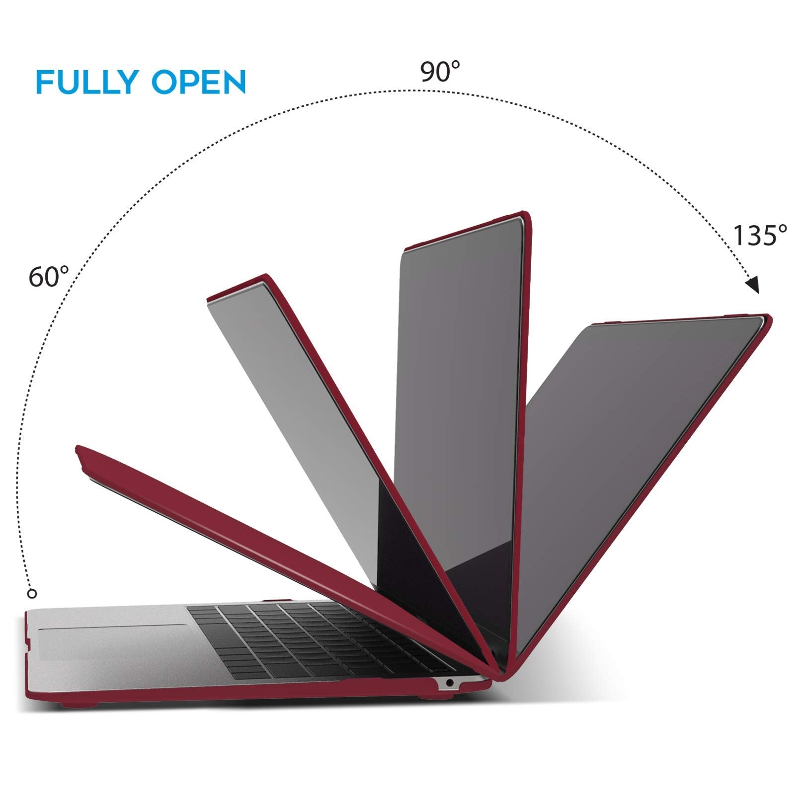 MacBook Air 13 Inch Case 2020 2019 2018, A1932, A2179,A2337 Shell Case Keyboard Cover Wine Red V324-A1932-M-WR