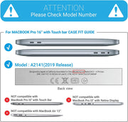 MacBook Pro 16 inch 2020 Release A2141 Matte Shell Case Keyboard Cover Touch Bar Clear V324-A2141-M-CLEAR