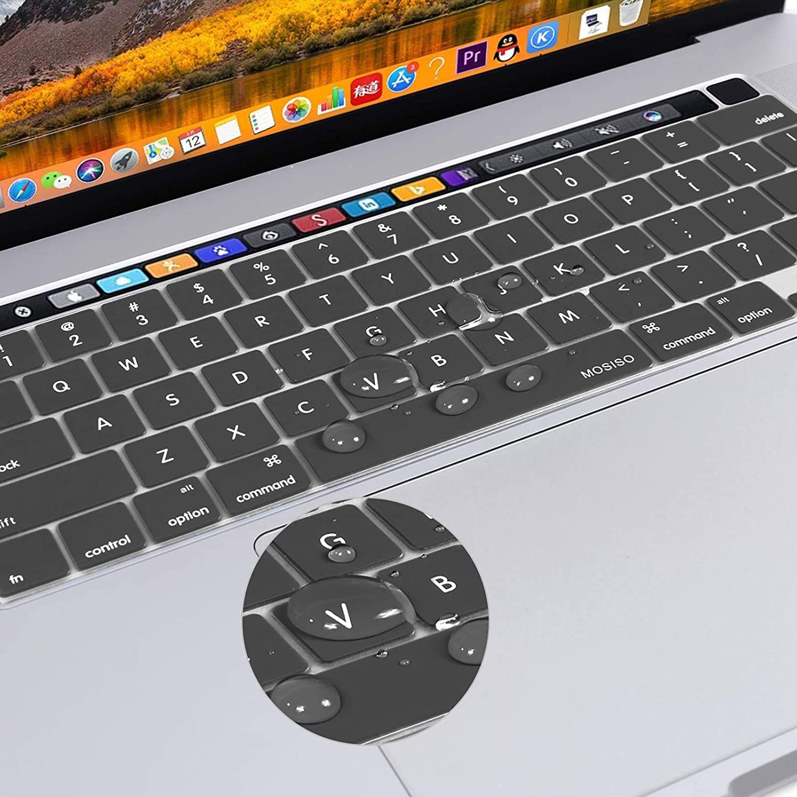 Keyboard Cover Skin For MacBook Pro 13 Pro 16 A2338 A2289 A2251 A2141 M1 M2 2020 to 2023 Grey V324-A2251-KEY-GREY