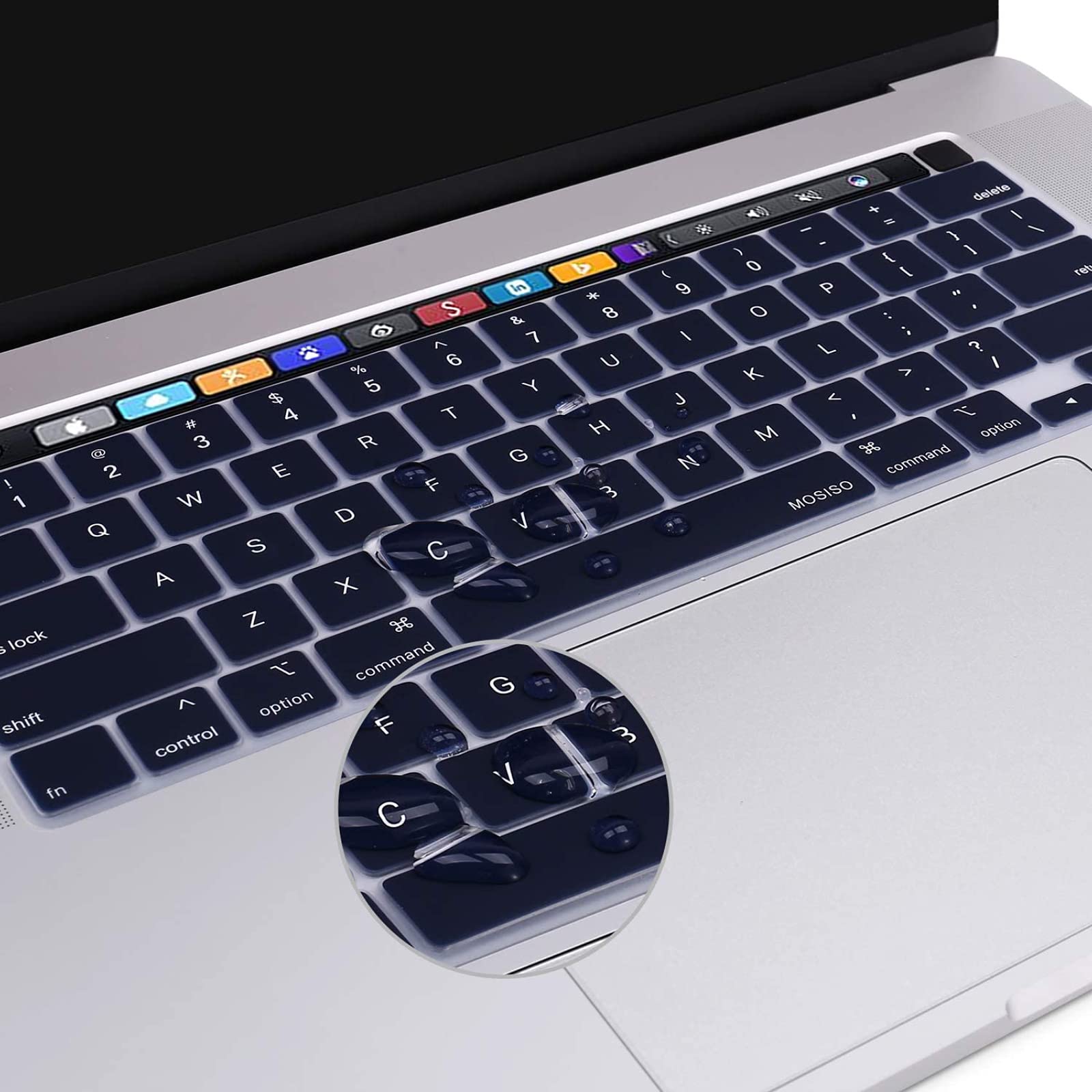 Keyboard Cover Skin For MacBook Pro 13 Pro 16 A2338 A2289 A2251 A2141 M1 M2 2020 to 2023 Navy Blue V324-A2251-KEY-NB