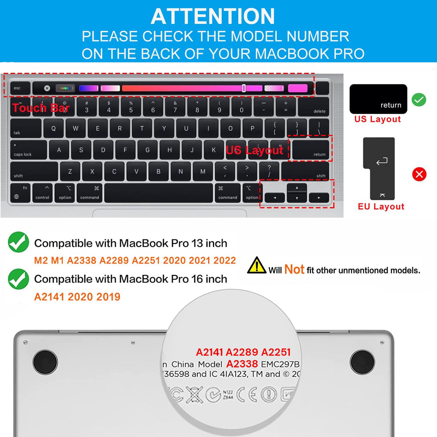 Keyboard Cover Skin For MacBook Pro 13 Pro 16 A2338 A2289 A2251 A2141 M1 M2 2020 to 2023 Mint Green V324-A2251-KEY-TB