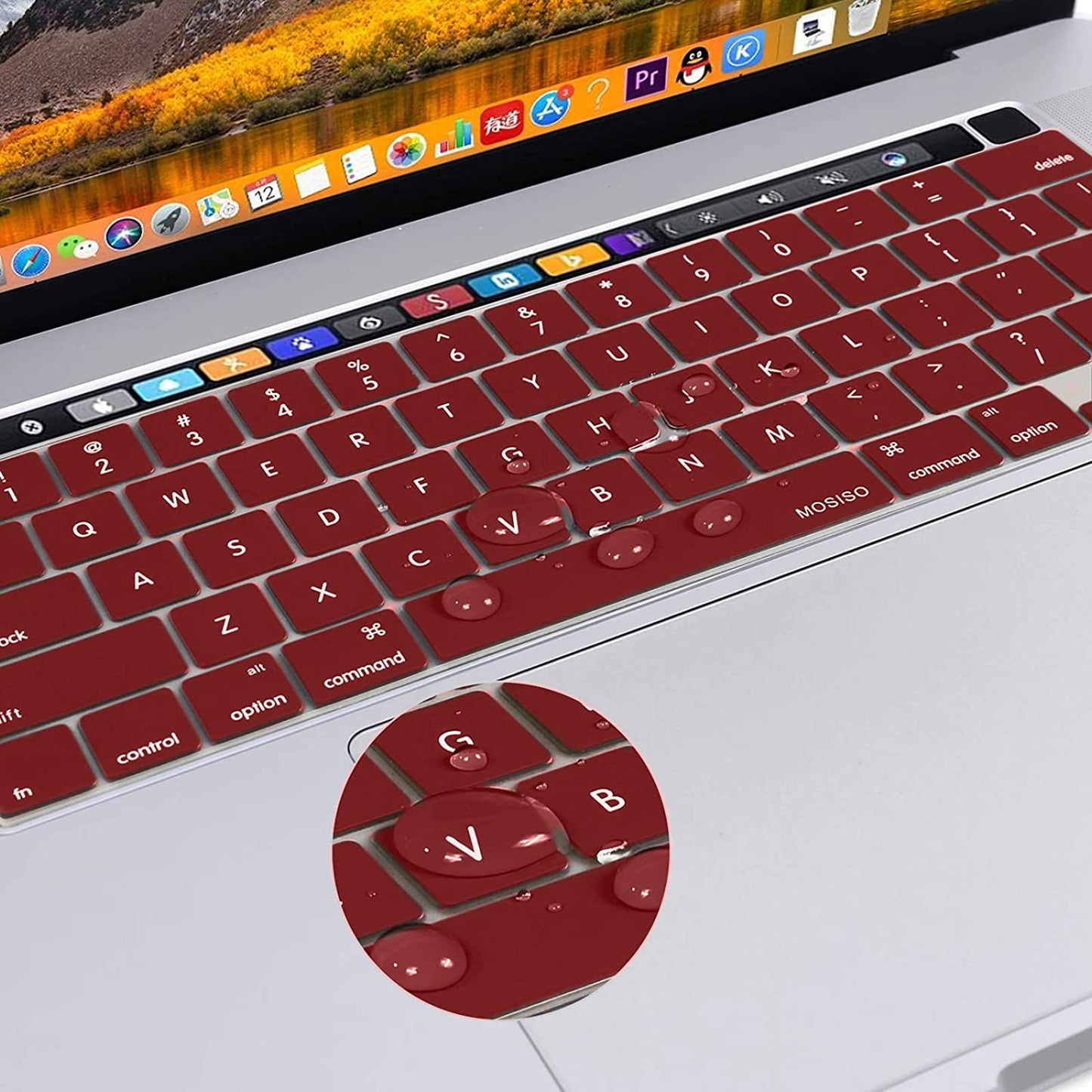 Keyboard Cover Skin For MacBook Pro 13 Pro 16 A2338 A2289 A2251 A2141 M1 M2 2020 to 2023 Wine Red V324-A2251-KEY-WR