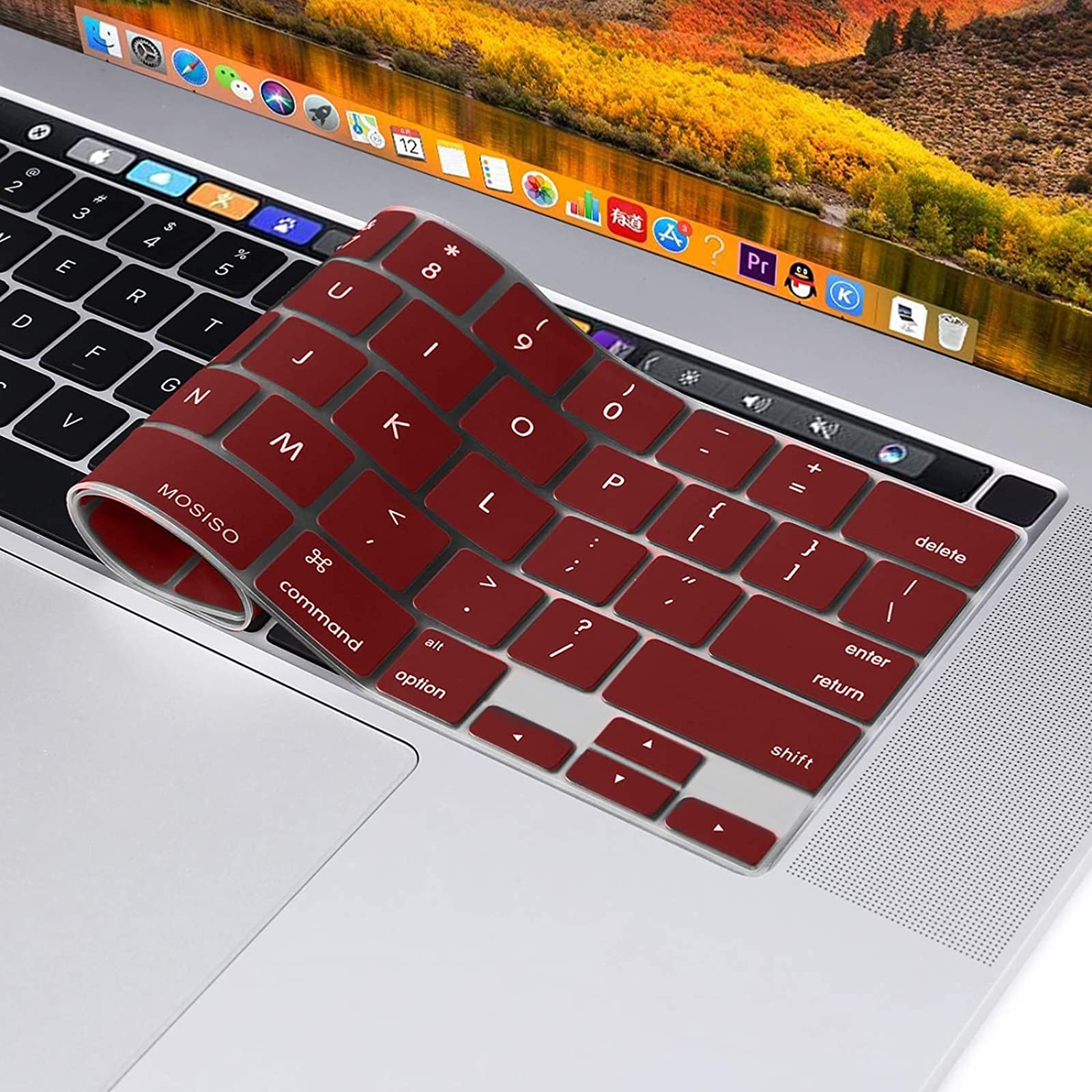 Keyboard Cover Skin For MacBook Pro 13 Pro 16 A2338 A2289 A2251 A2141 M1 M2 2020 to 2023 Wine Red V324-A2251-KEY-WR