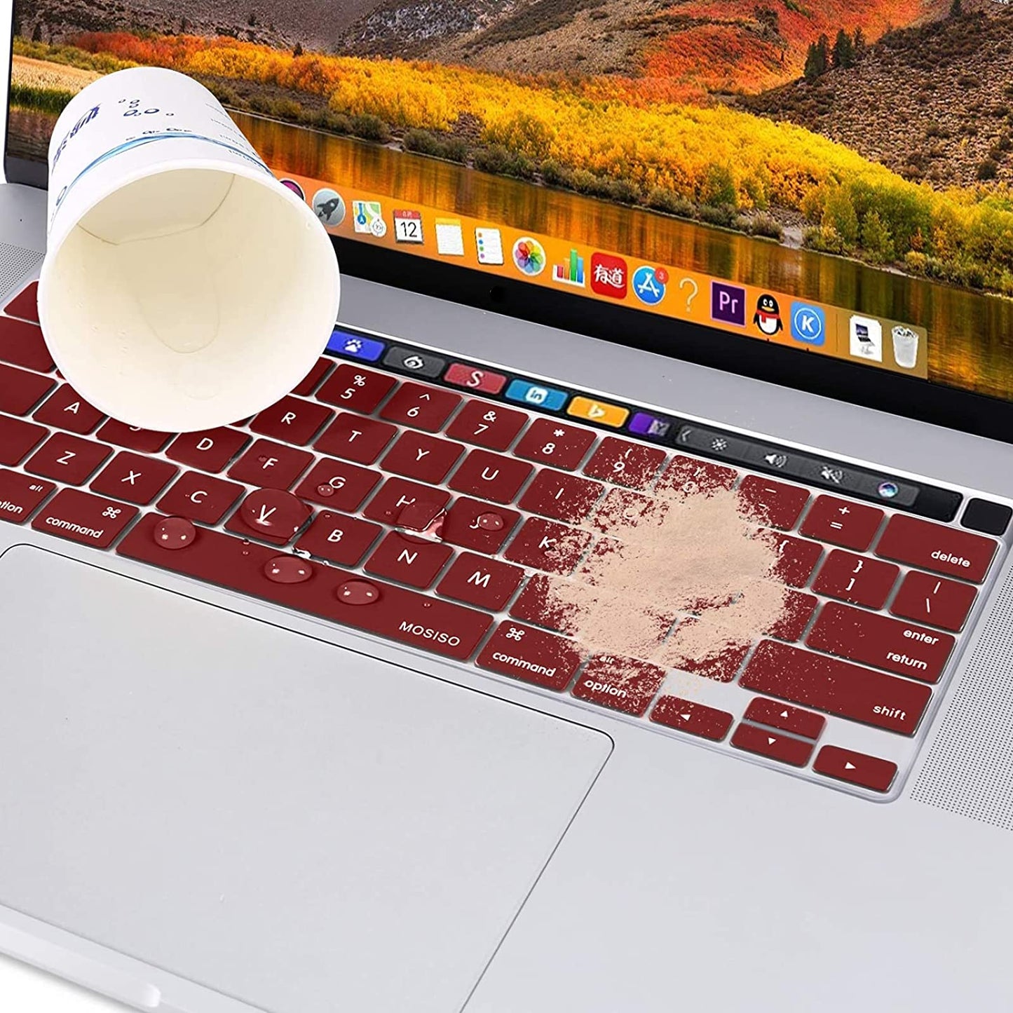 Keyboard Cover Skin For MacBook Pro 13 Pro 16 A2338 A2289 A2251 A2141 M1 M2 2020 to 2023 Wine Red V324-A2251-KEY-WR
